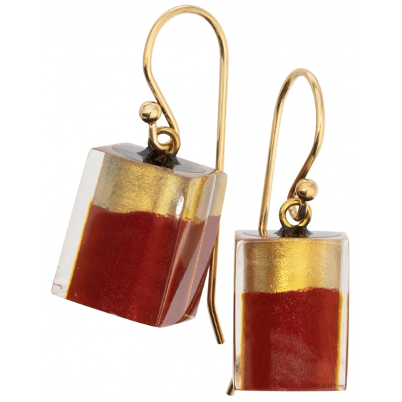 Ohrringe, rot/gold