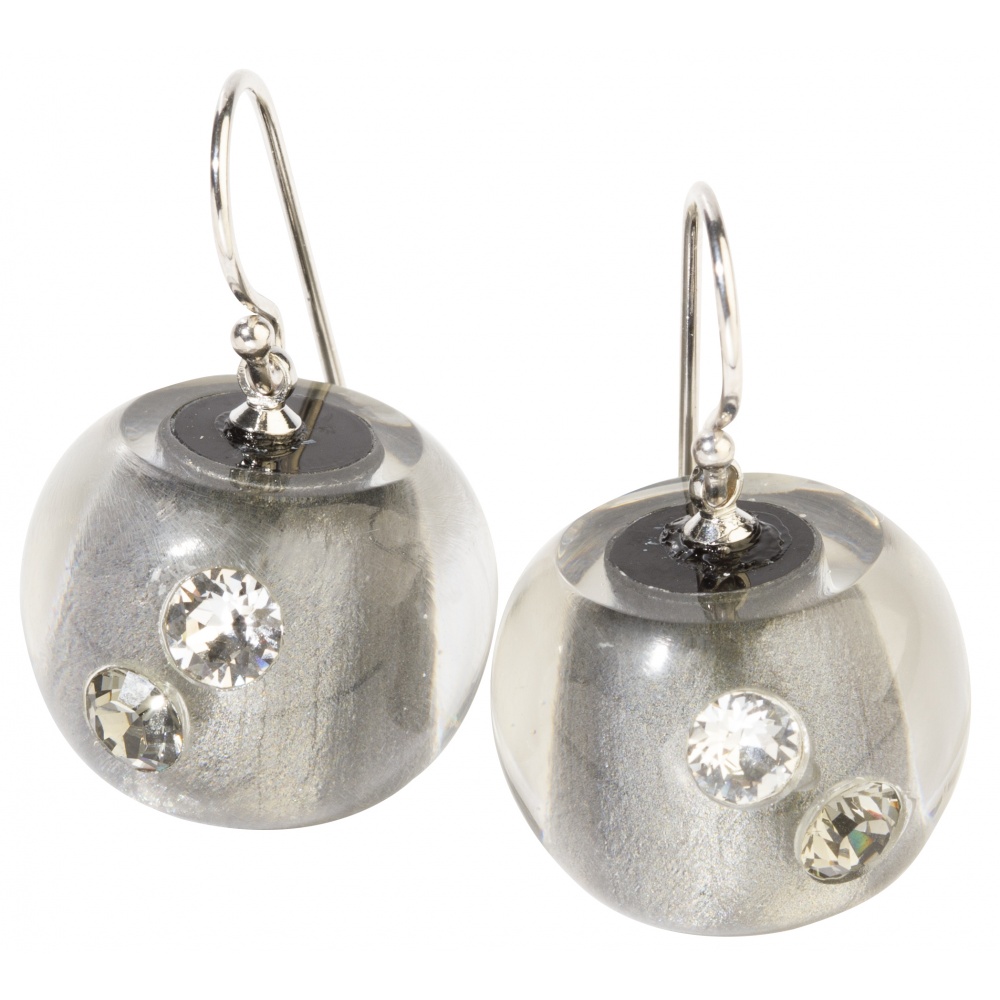 Bliss by Zsiska, earrings round, gray/crystal