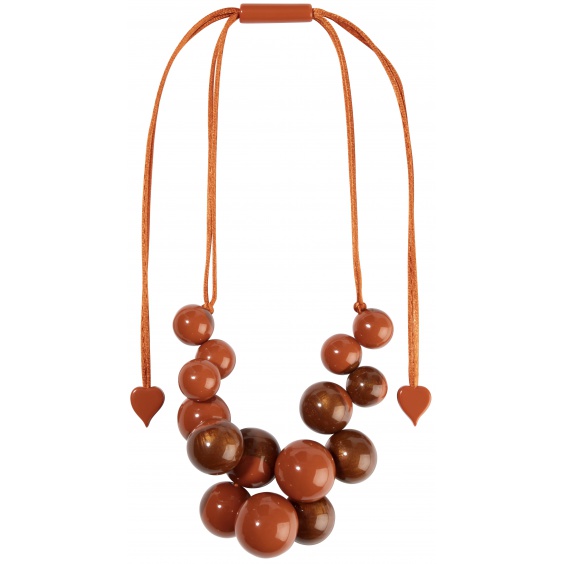 necklace, adjustable length, brown