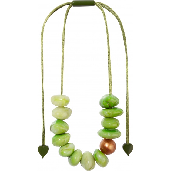 necklace (short), adjustable length, green