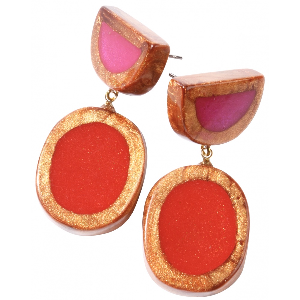 Fara by Zsiska, Ohrringe stecker, pink/rot