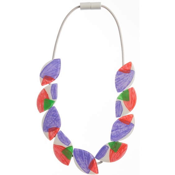 necklace, green/red/purple