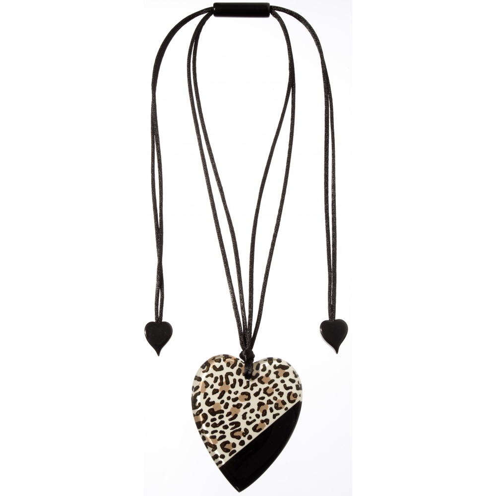 Nina by Zsiska, Kette herz, längenverstellbar, leo/schwarz