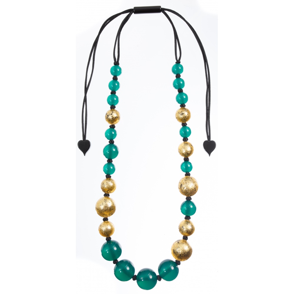 Orbeadz by Zsiska, Kette, längenverstellbar, transparentes smaragdgrün/gold
