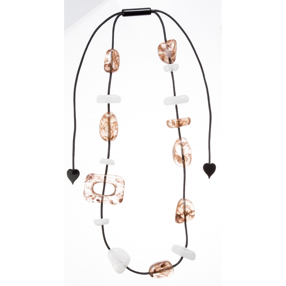 Organic by Zsiska, Kette, längenverstellbar, braun/weiß