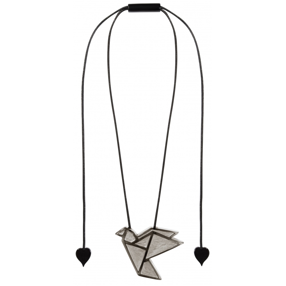 Origami by Zsiska, Kette, längenverstellbar, vogel/silber