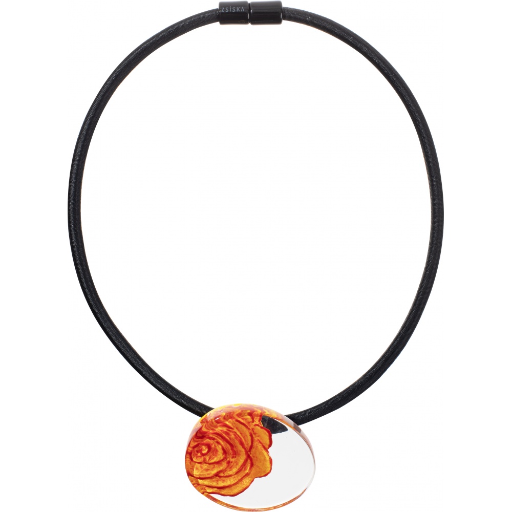 Rosette by Zsiska, necklace, orange