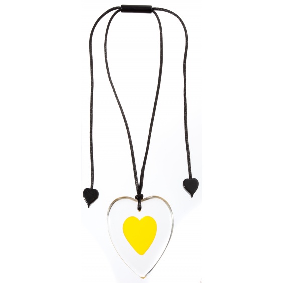 necklace, adjustable length, lemon/clear